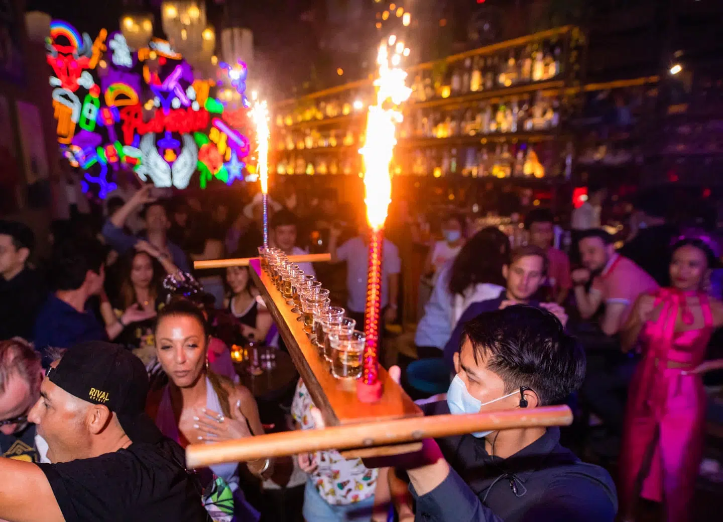 shots and flares at flamenco bar in Bangkok
