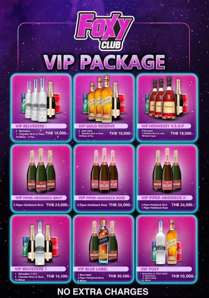 Foxy Club Bangkok VIP packages