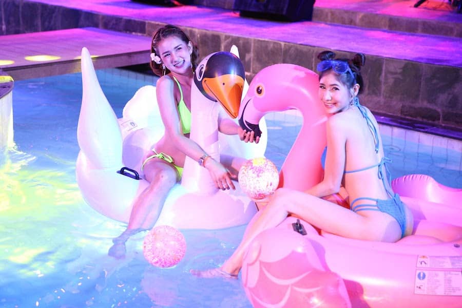 bikini models at a pool party in Bangkok