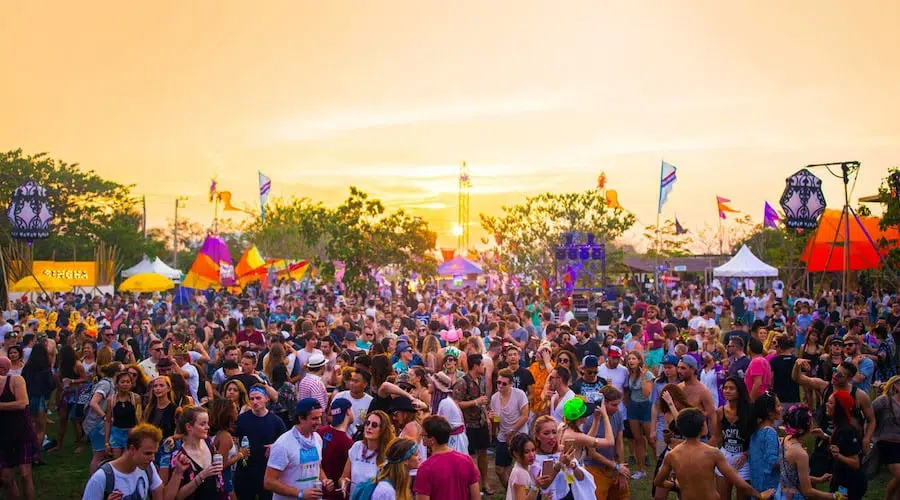 crowd at Kolour in The Park electronic music festival in Bangkok