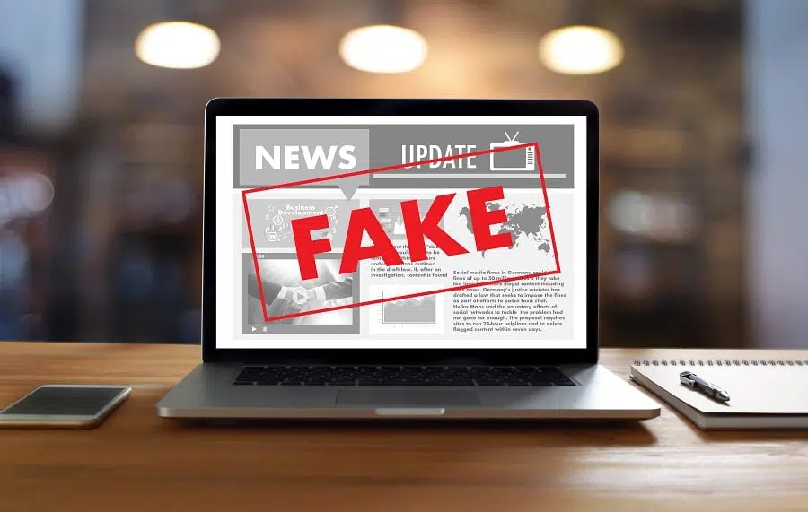 fake news on a laptop