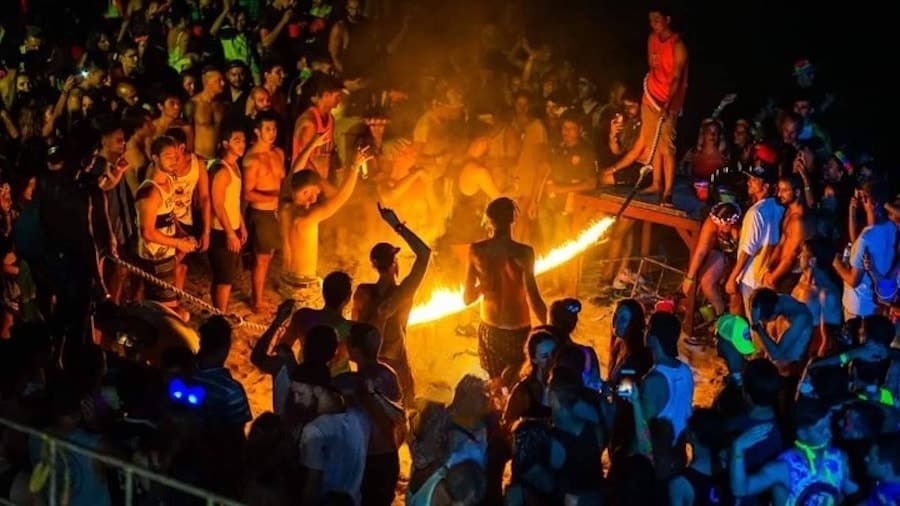 fire rope at the Full Moon Party in Thailand