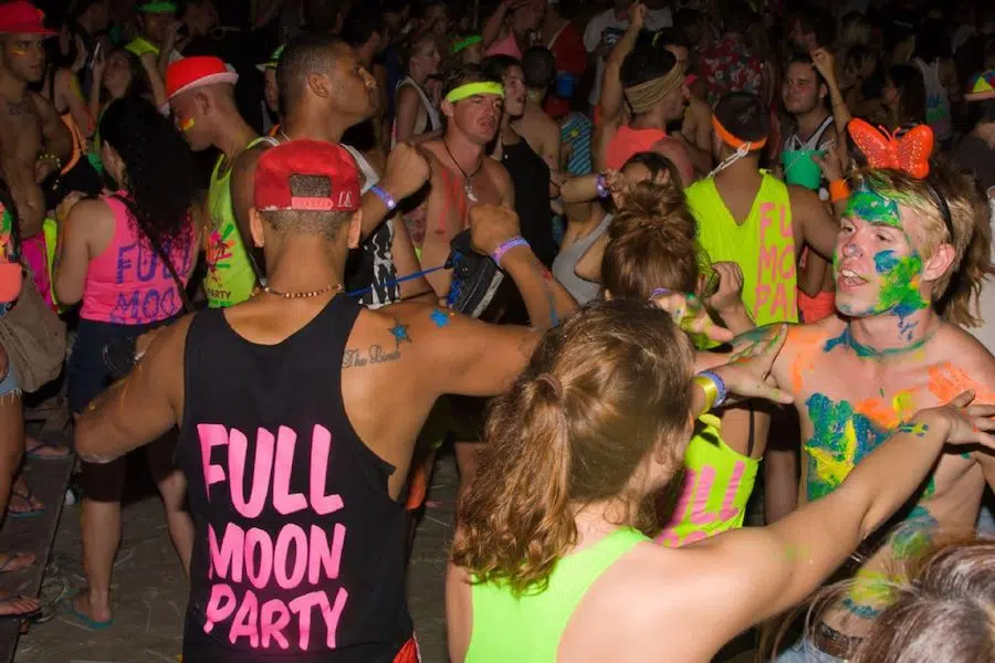 crowd getting wild at The Full Moon Party in Koh Phangan Thailand