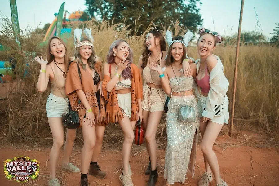 group of sexy Thai girls at Mystic valley festival in Thailand in 2020
