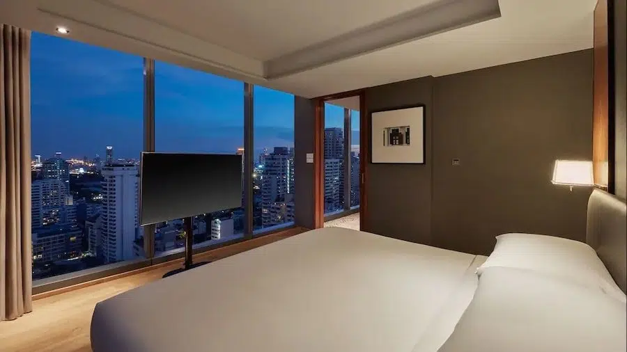 view of the executive suite bedroom at the Hyatt Regency Bangkok Sukhumvit