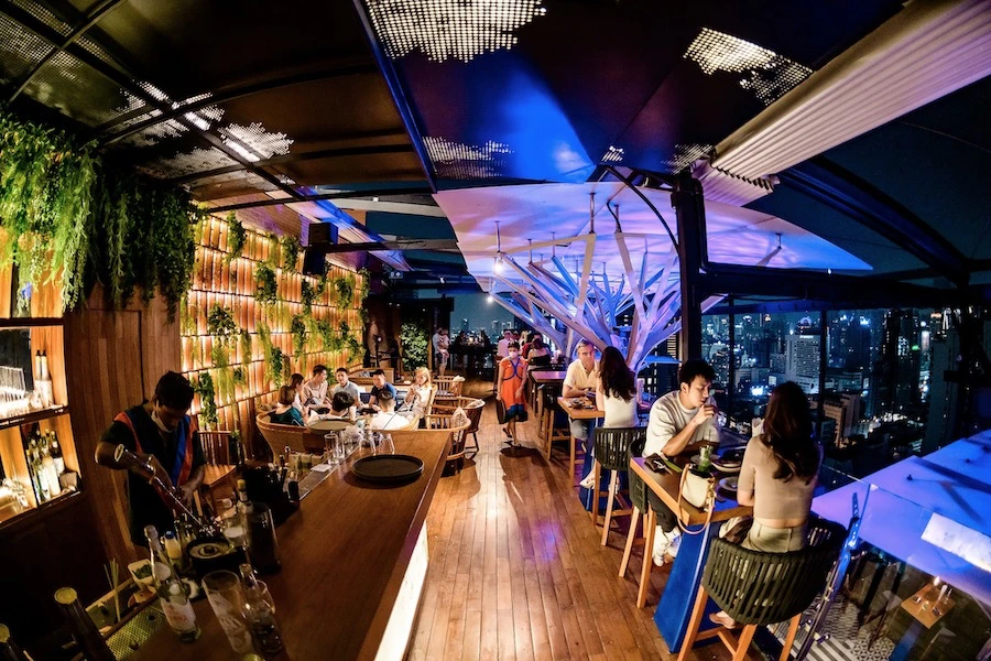 interior of Above Eleven rooftop bar in Bangkok