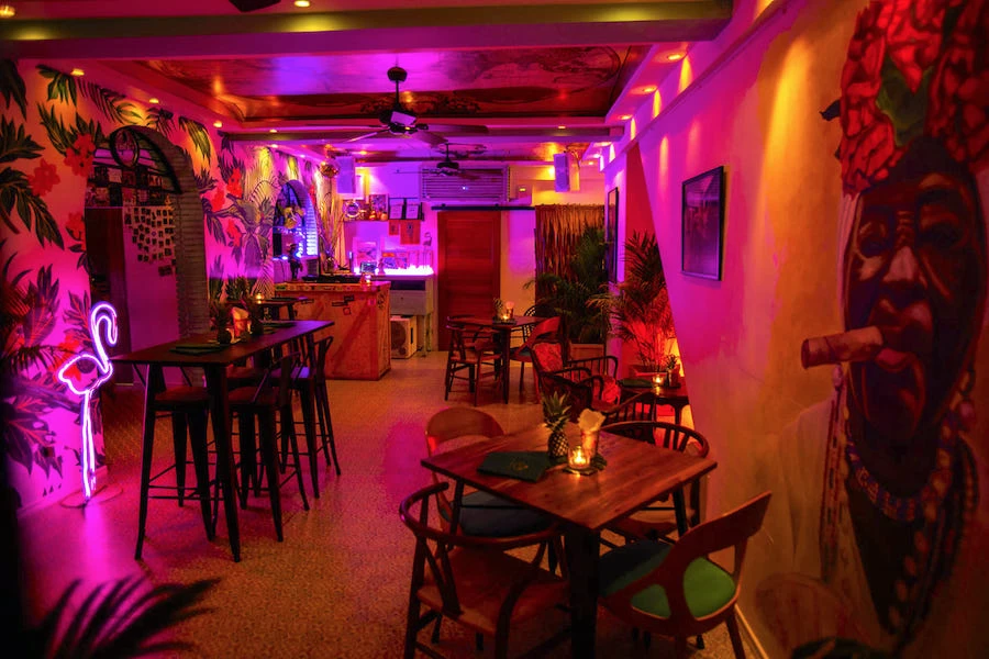 interior of tropic city cocktail bar in Bangkok