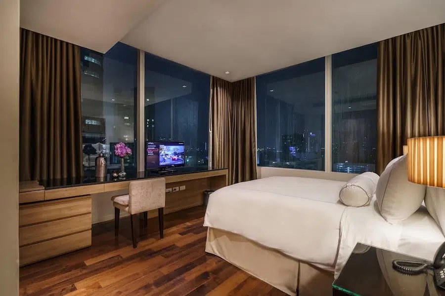 master bedroom of the three bedroom executive suite at Akyra Thonglor