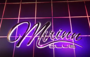 The neon sign of mirinn club in rca in Bangkok on a wall