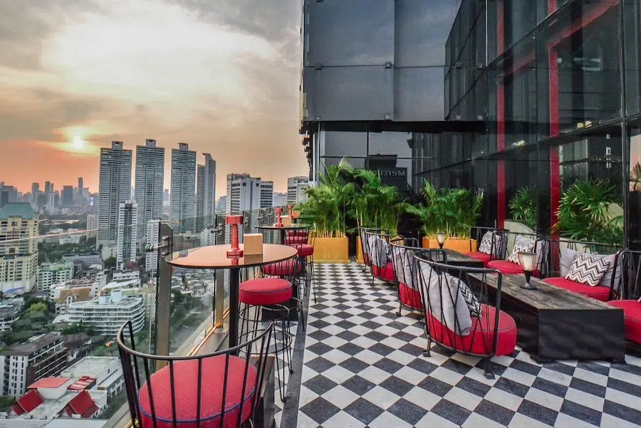 terrace of Mojjo Rooftop Bar and Lounge in Bangkok