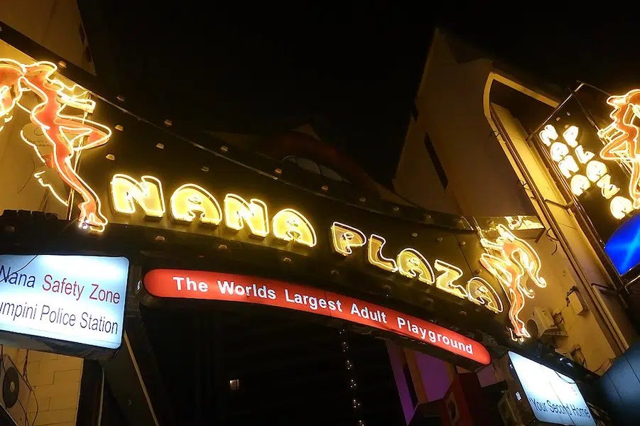 entrance sign of nana plaza in Bangkok