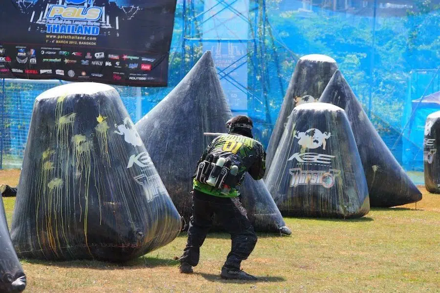 player on a paintball field in Bangkok