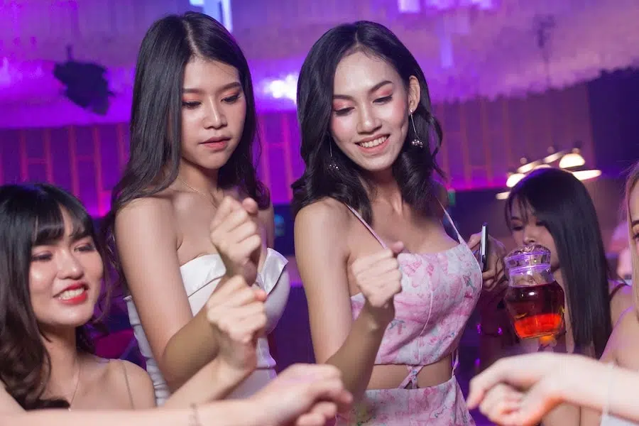 Thai party models at a club in Bangkok