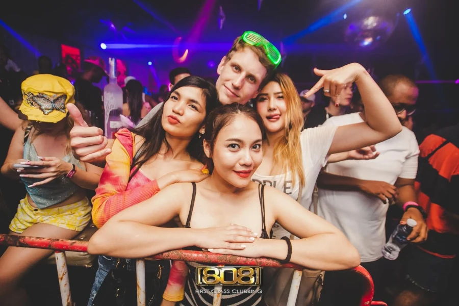 People partying at the 808 Club in Pattaya.