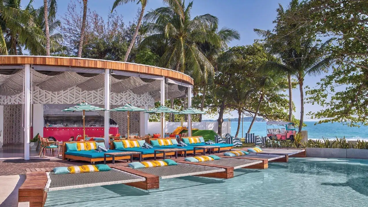 beds by the pool at the Seen beach club in Koh Samui Thailand