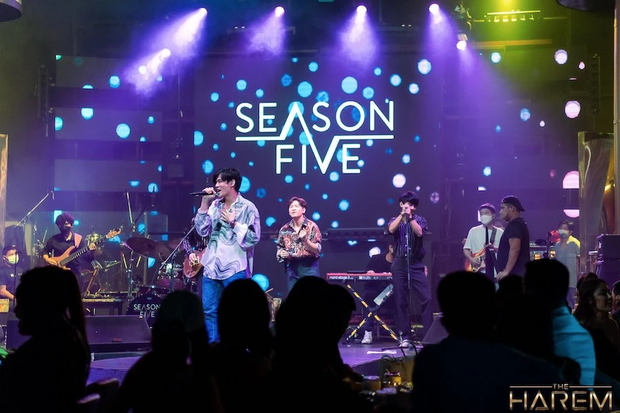 Thai live band Season Five playing on stage at The Harem club in Bangkok