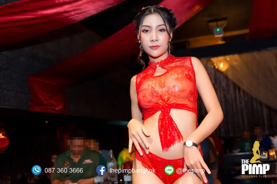 sexy model chinese lingerie at a gentlemen club in bangkok