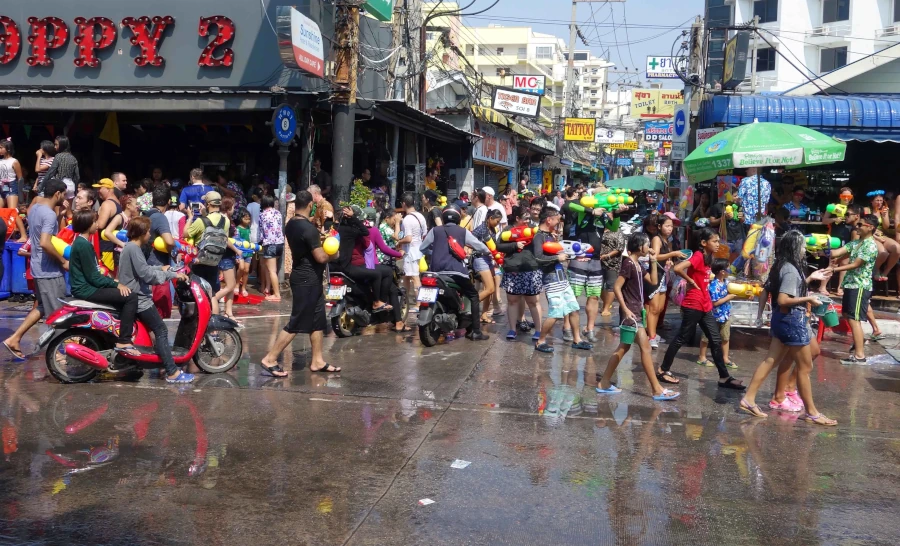 songkran party walking street pattaya thailand