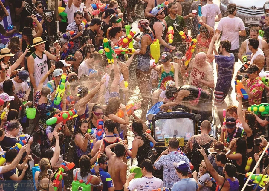 songkran street pattaya thailand