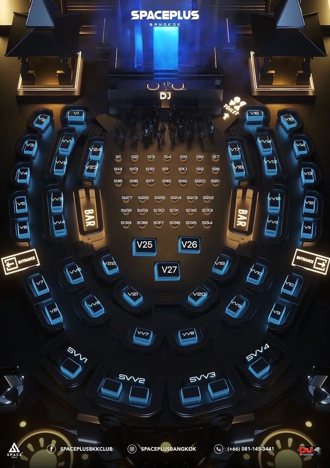 floor plan of Spaceplus club in Bangkok July 2022 update