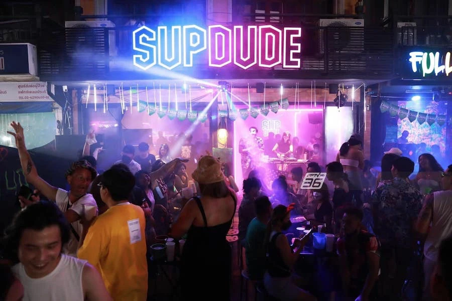 sup dude bar in Khaosan road in Bangkok