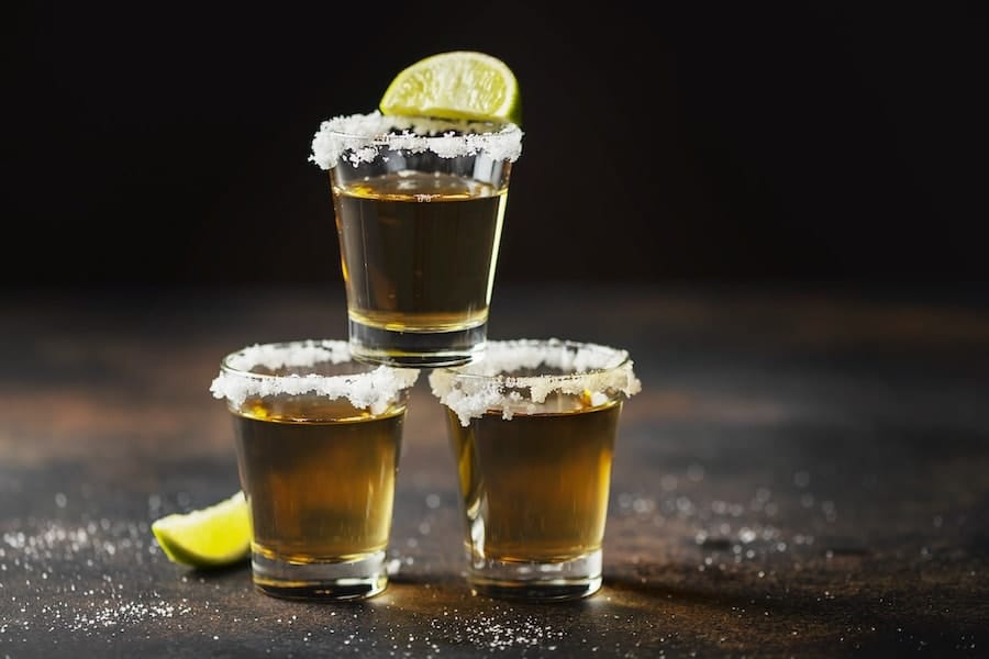 tequila shots with lime and salt