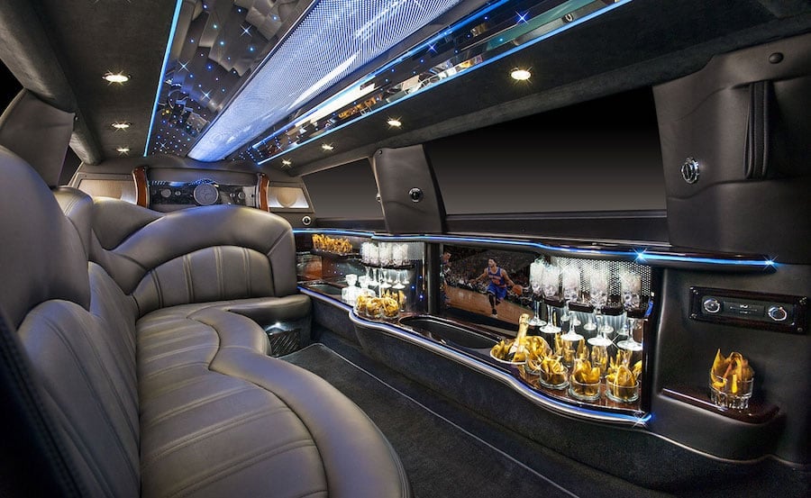 beautiful interior of a luxury stretch limousine