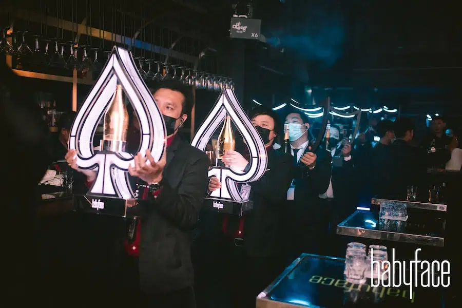 Ace of spade champagne VIP table Babyface Superclub in Bangkok