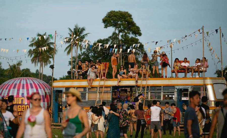 magic bus at wonderfruit music festival in Pattaya